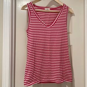 Anthropologie | t.la pink & white striped tank top, size small. Great condition!